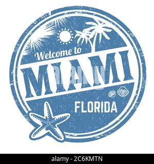Welcome to Miami sign or stamp on white background, vector illustration Stock Vector