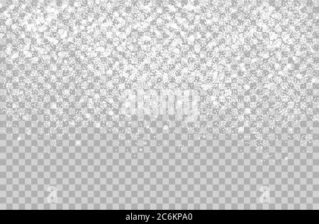 Overlay Falling shining snow isolated on the transperant alpha background. Vector Snowflake snowfall. Beautiful snow effect for christmas New Year project Stock Vector