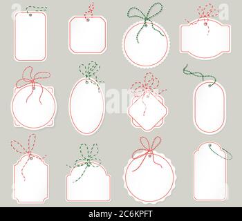 Realistic cardboard vintage sale labels. Vector Retail Christmas new year Price tags Stock Vector
