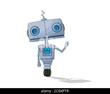 Cute robot vector cartoon over white background Stock Vector