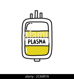 blood plasma doodle icon, vector color illustration Stock Vector