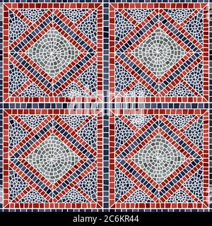 Decorative pattern with ceramic mosaic tiles, vector background Stock Vector