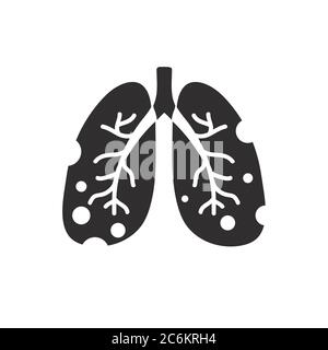 damaged lungs flat icon, vector color illustration Stock Vector