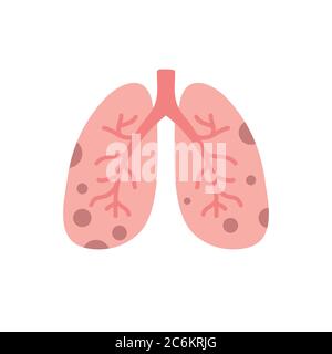 damaged lungs flat icon, vector color illustration Stock Vector