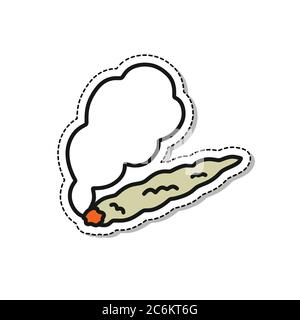 joint cannabis cigarette doodle icon, vector color illustration Stock Vector