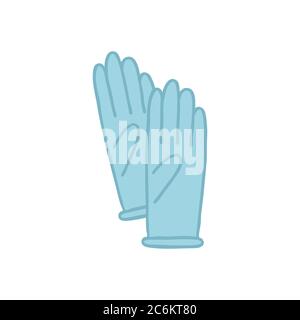 latex gloves doodle icon, vector color illustration Stock Vector