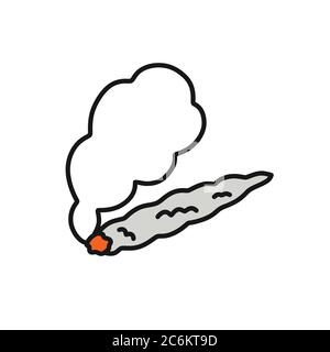 joint cannabis cigarette doodle icon, vector color illustration Stock Vector