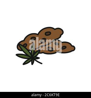 marijuana cookies doodle icon, vector color illustration Stock Vector