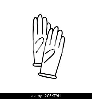 latex gloves doodle icon, vector line illustration Stock Vector