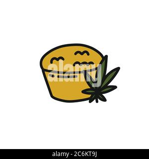 marijuana cake doodle icon, vector color illustration Stock Vector