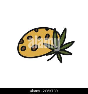 marijuana cookies doodle icon, vector color illustration Stock Vector