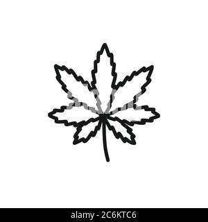 marijuana leaf indica doodle icon, vector color illustration Stock Vector