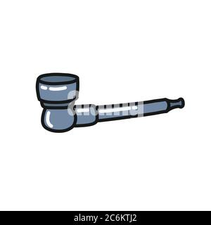 marijuana smoking pipe doodle icon, vector color illustration Stock Vector