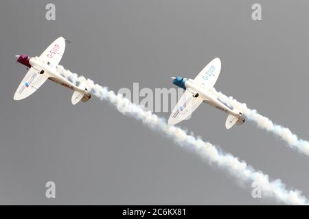 G-SWIP and G-ZWIP, two Silence Twisters from the Twisters Aerobatics Team (as the SWIP Team) at the East Fortune Airshow in 2013. Stock Photo