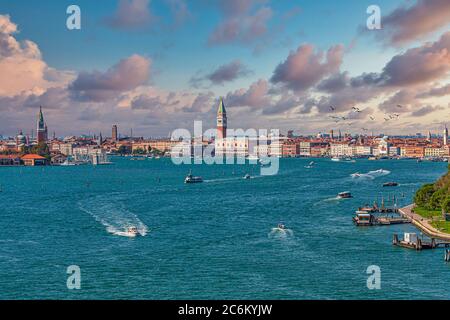 Approaching Venice from the Sea Stock Photo