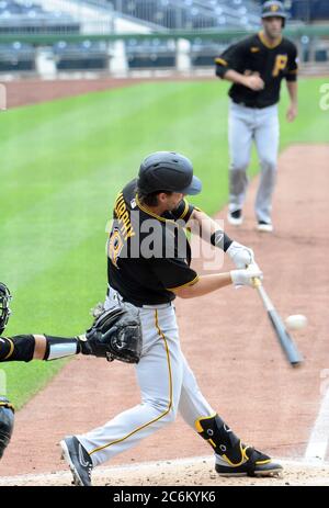 Pittsburgh Pirates center fielder Andrew McCutchen catches a pop-up from  New York Mets Daniel Murphy in the first inning of the New York Mets 5-3  win at PNC Park in Pittsburgh, on