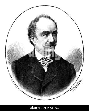 1860 c , Munchen , GERMANY : The german writer Friedrich Wilhelm HACKLANDER ( Hackländer , Hacklaender , 1816 - 1877 ). Portrait engraved by Angerer & Goeschl  after a work by Thomas Mayerhofern . -  SCRITTORE - ROMANTICISMO - REALISMO - PORTRAIT - RITRATTO - HISTORY - FOTO STORICHE - baffi - moustache - LETTERATURA - LITERATURE --- Archivio GBB Stock Photo