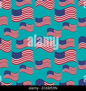 united states of america wavy flag seamless pattern vector illustration Stock Vector