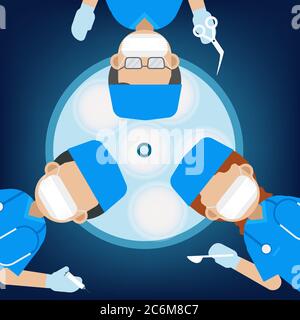 Surgeon team in surgery room flat design vector illustration Stock Vector