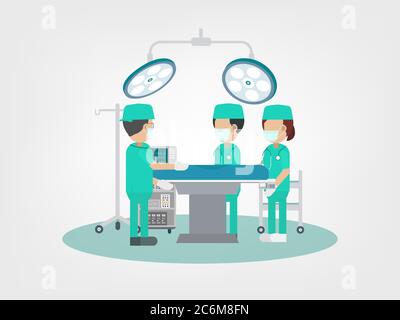 Surgeon team in surgery room Stock Vector