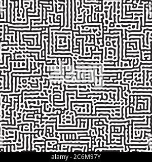 Intricate geometric Turing pattern in classic black and white seamless pattern vector backgroun Stock Vector