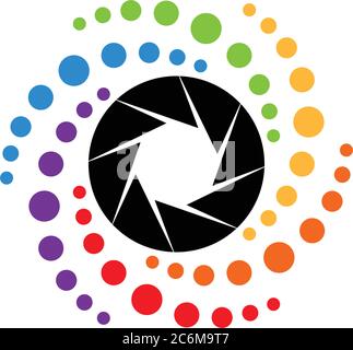 Camera lens and circular dot Stock Vector