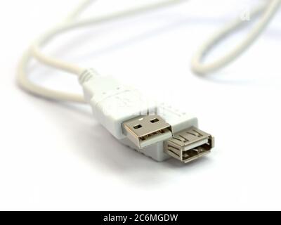 USB cable against white background Stock Photo