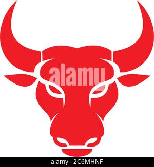 Head strong bull with red colors Stock Vector