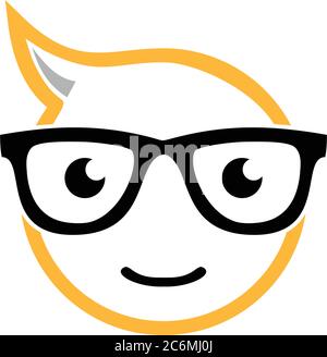 Bubble chat and geek boy inside Stock Vector
