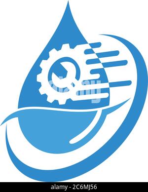 Water drop with repair gear inside Stock Vector