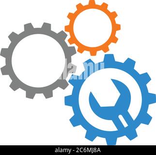 Three gear with wrench inside Stock Vector