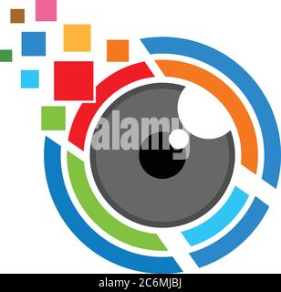 Eye with pixel camera Stock Vector