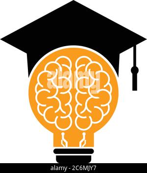Smart brain with graduation hat Stock Vector