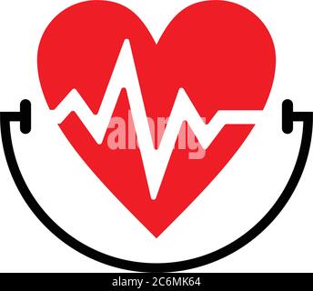 Pulse inside love shape Stock Vector
