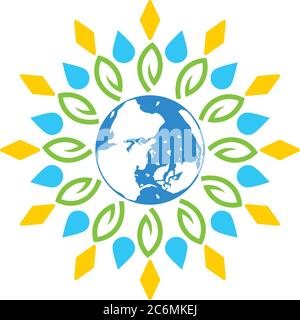 Earth with spiral leaf Stock Vector