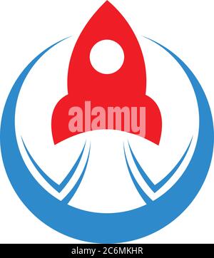 Circle swoosh with rocket inside Stock Vector