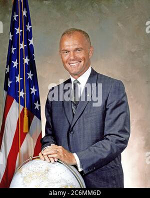 (December 1964) --- Astronaut Lt. Col. John H. Glenn, Jr.  He was the first American to orbit the Earth in a Project Mercury spacecraft on February 20, 1962.  Glenn resigned from the NASA astronaut group in January 1964. Stock Photo