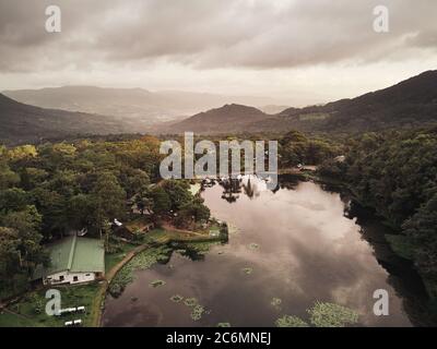 Natural landscape in nicaragua on sunset time aerial drone view Stock Photo