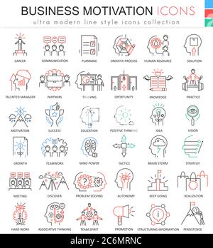 Vector Business motivation ultra modern color outline line icons for apps and web design Stock Vector