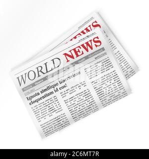 Newspaper and World Regional newspapers news isolated. Stock Vector