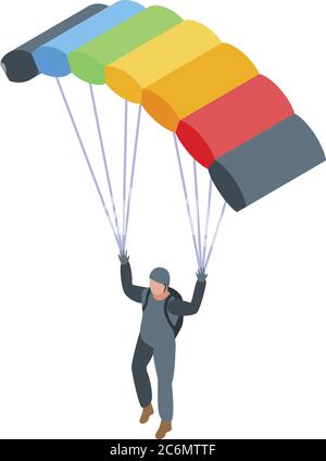Adrenaline parachuter icon, isometric style Stock Vector