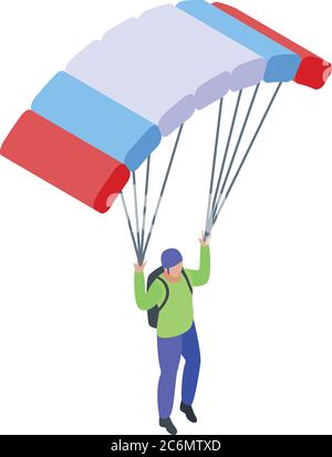 Jump parachuter icon, isometric style Stock Vector
