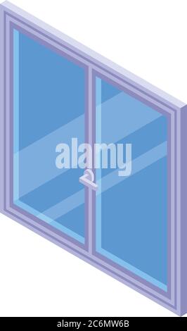 Soundproofing modern window icon, isometric style Stock Vector