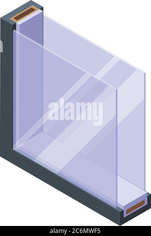 Soundproofing simple window icon, isometric style Stock Vector