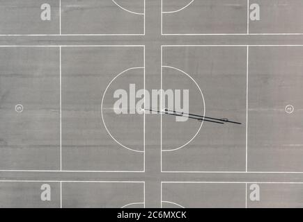 A top down view of empty Netball courts in Australia. Stock Photo