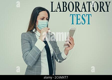 Handwriting text writing Laboratory Test. Conceptual photo Determination of a medical diagnosis from the substances tested Promoting health awareness Stock Photo