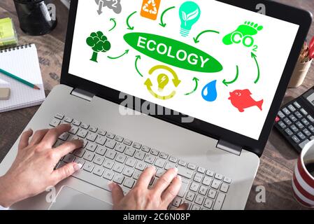Ecology concept shown on a laptop screen Stock Photo