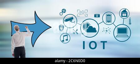 Iot concept drawn by a businessman Stock Photo