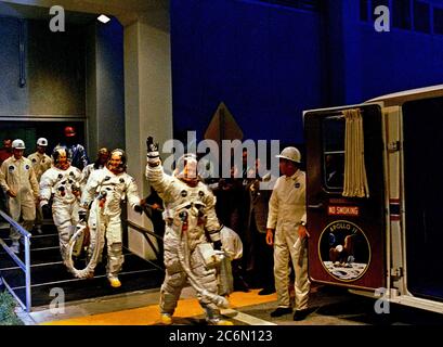 The crewmen of the Apollo 11 lunar landing mission leave the Kennedy ...