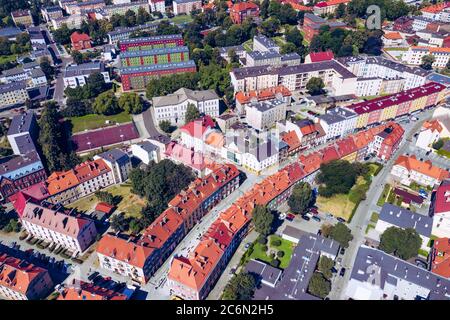 Raciborz. Poland. Aerial view of main square and city center of Raciborz, Upper Silesia. Poland. Stock Photo